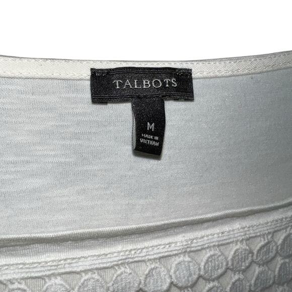 Talbots Women's Elegant White Eyelet Stripe Long Sleeve Top Size Medium - Picture 7 of 8